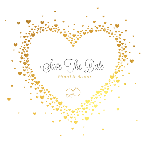 Save The Date Kaart Met Hartjes En Ringen