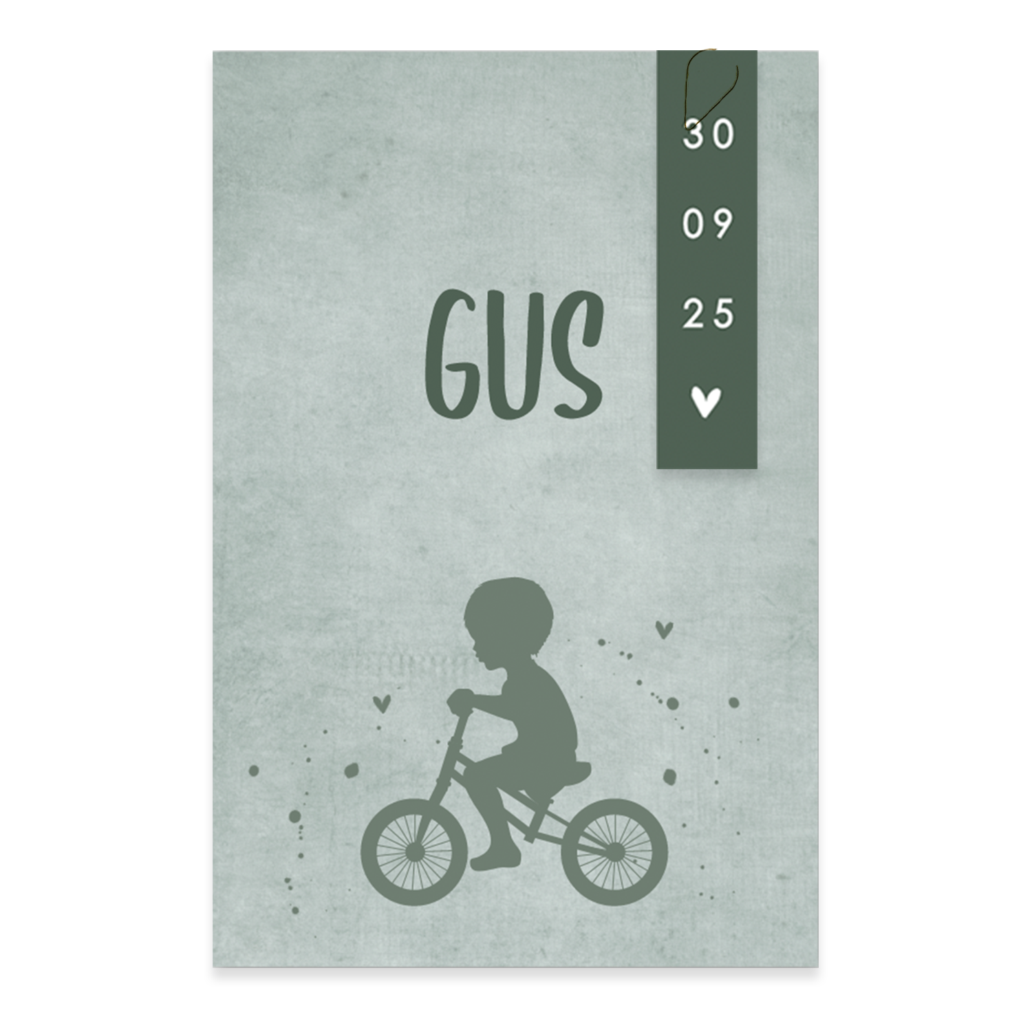 Geboortekaartje jongen met label - fiets