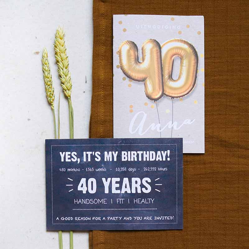 Uitnodiging verjaardag 40 jaar