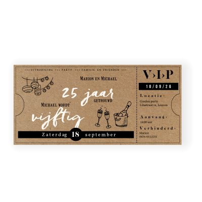 VIP ticket uitnodiging verjaardag feest met | Kaartje2go